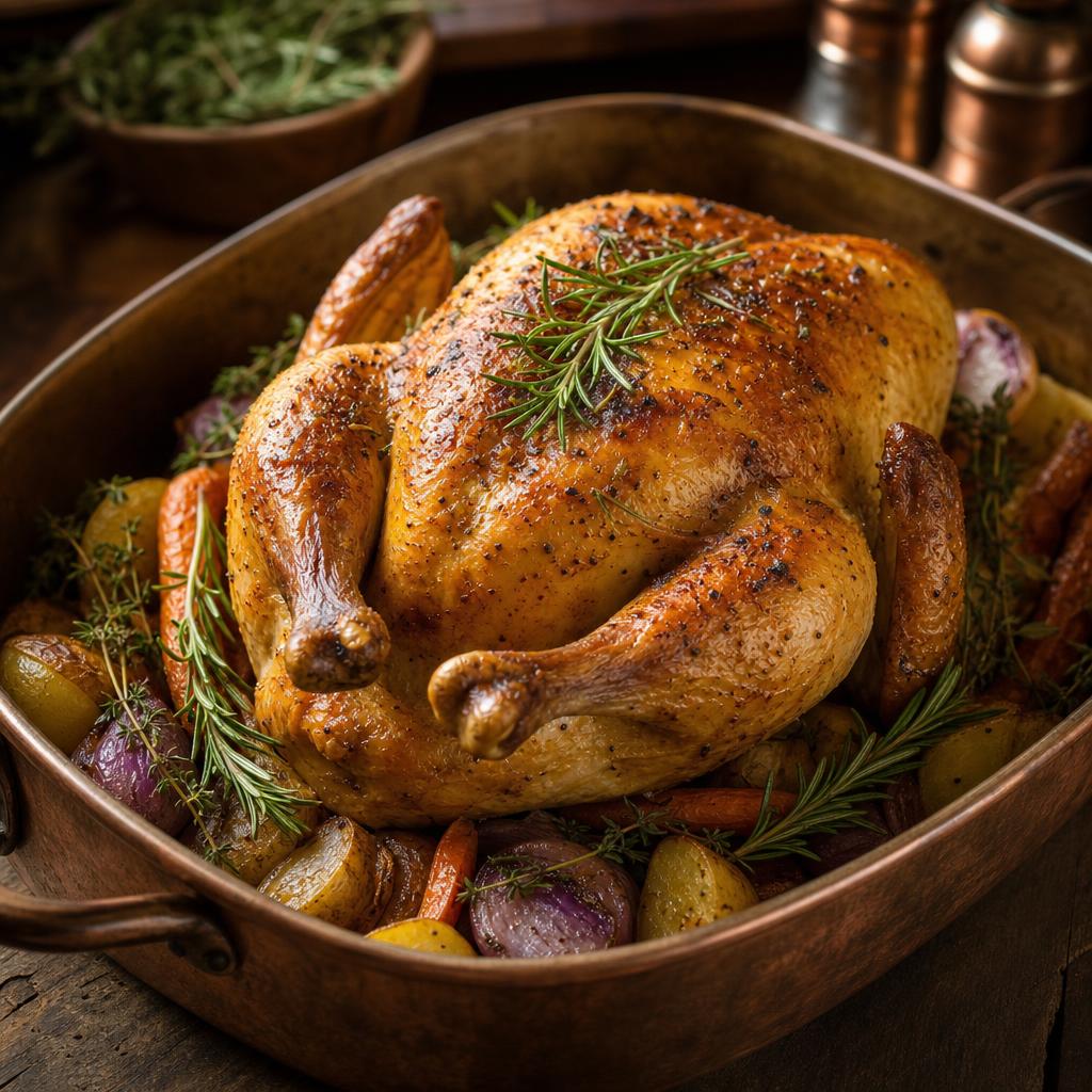 Roast chicken with lemon and herbs